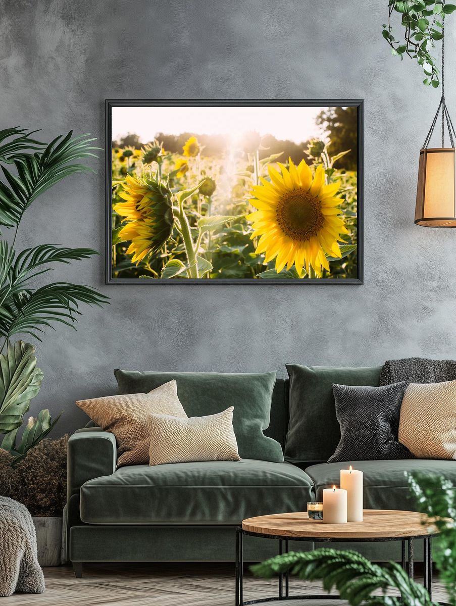 Sunflower Field at Sunset Poster. — room view 4