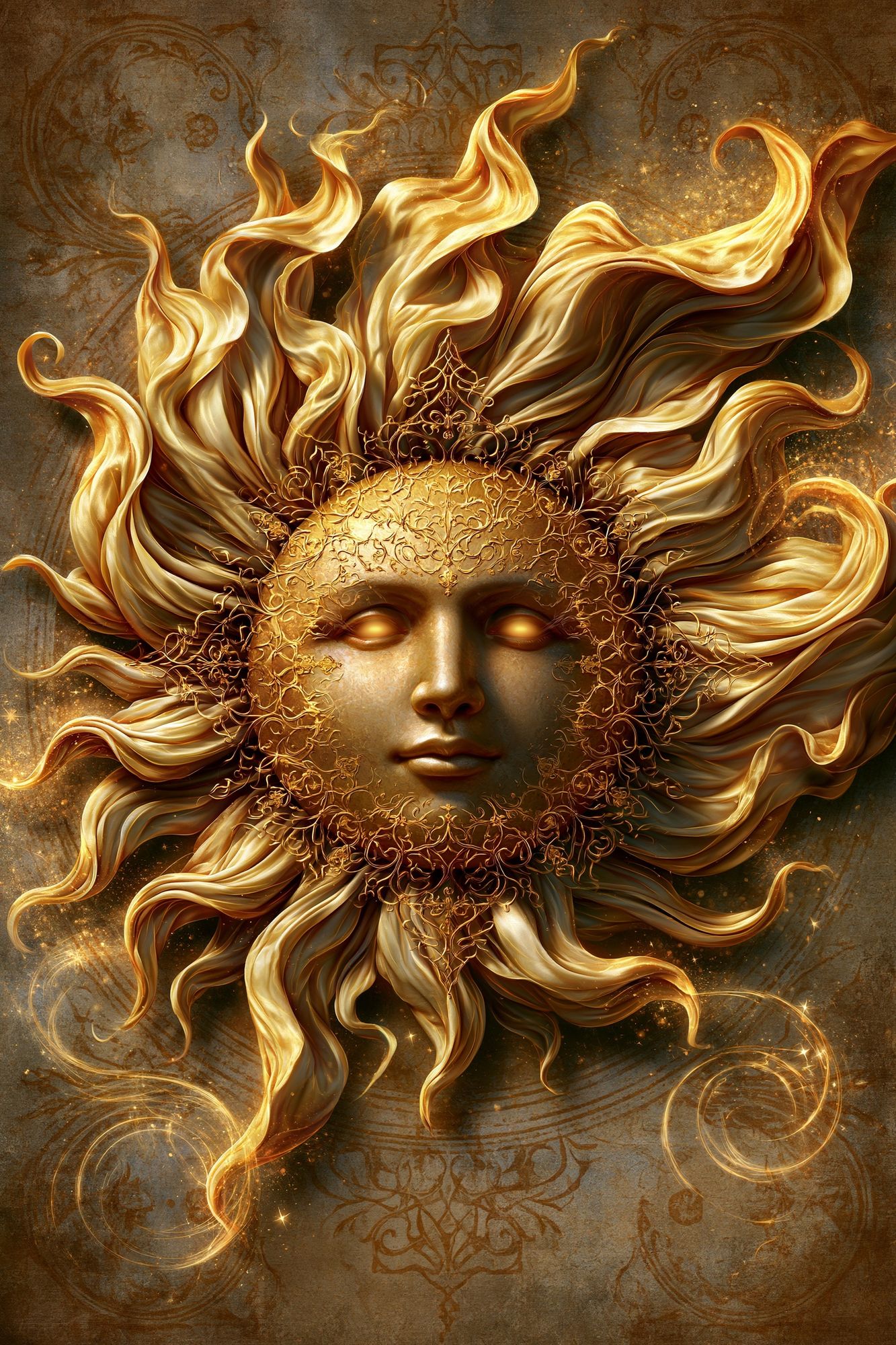Golden Sun Goddess Fantasy Print. poster detail