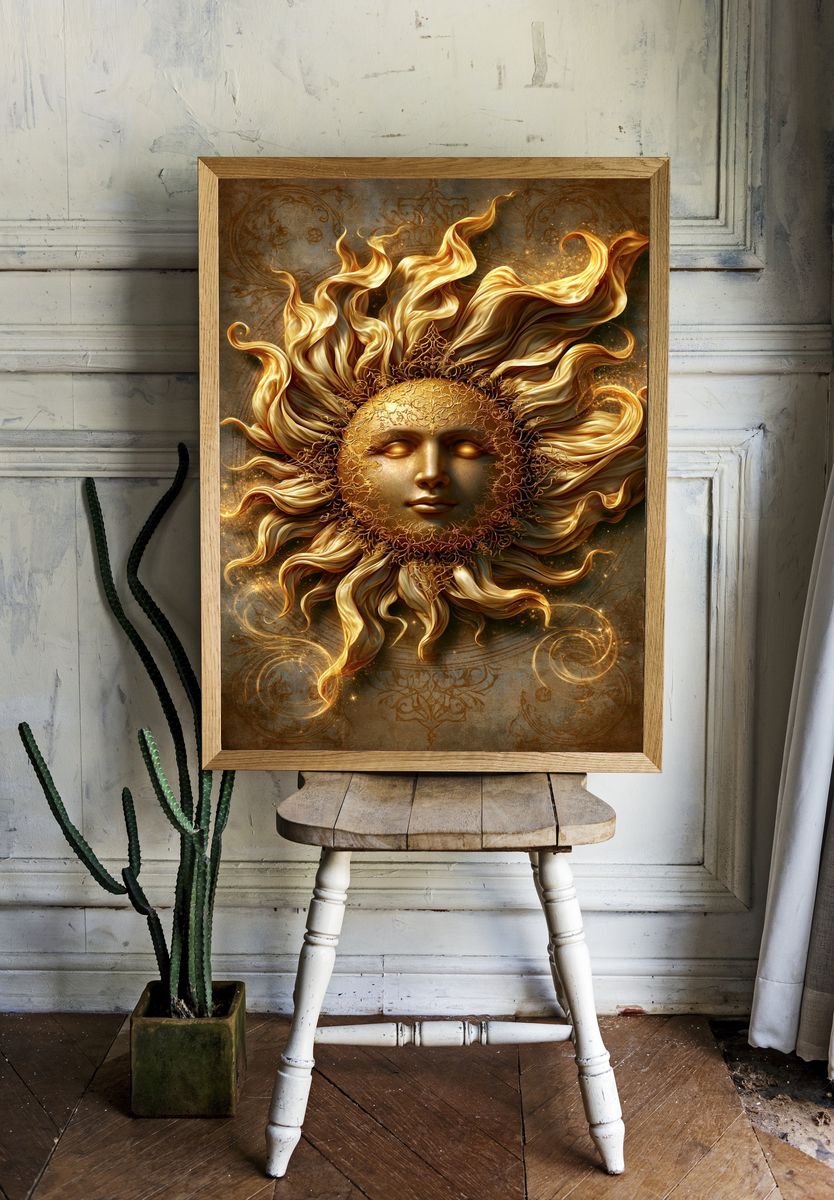 Golden Sun Goddess Fantasy Print. — room view 1