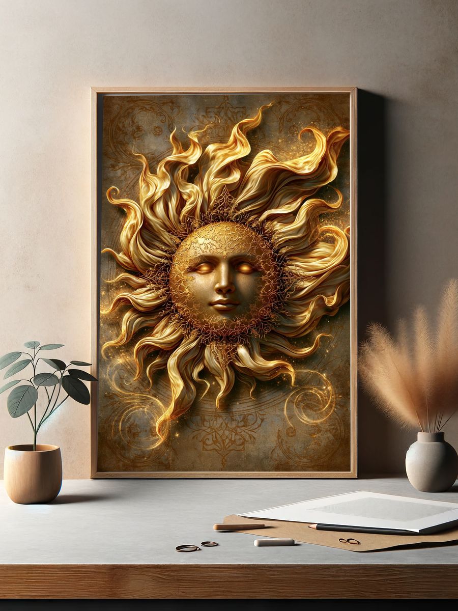 Golden Sun Goddess Fantasy Print. — room view 2