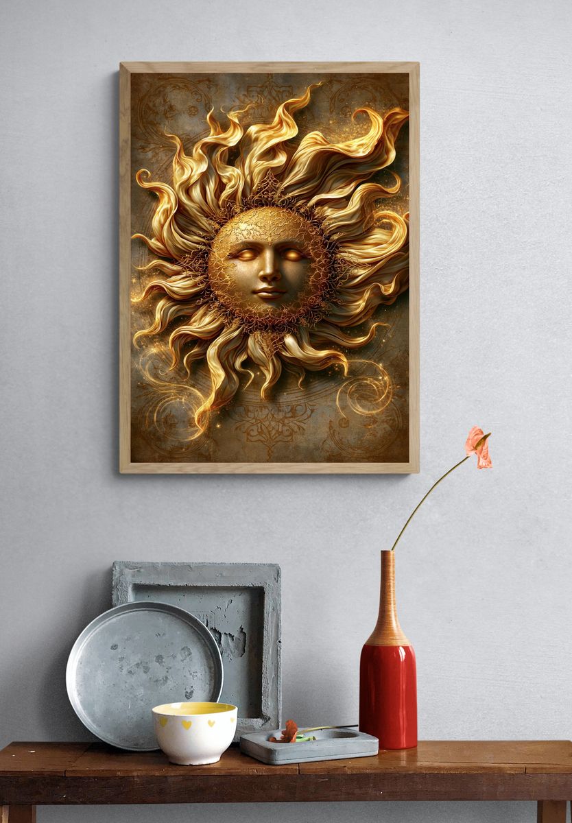 Golden Sun Goddess Fantasy Print. — room view 3