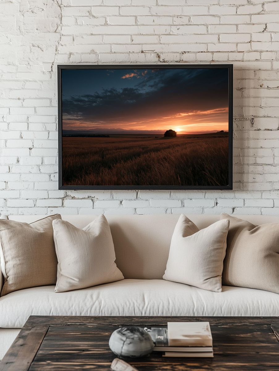 Sunset Prairie Landscape Poster. room preview