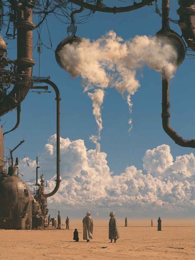 Surreal Desert Industrial Landscape Print. poster detail