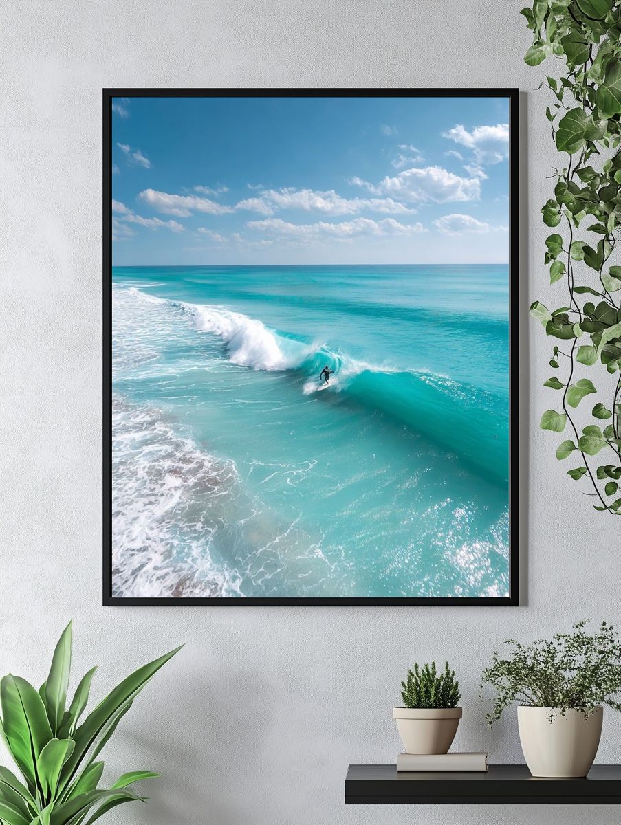 Turquoise Surf Break Photography Poster. — room view 4