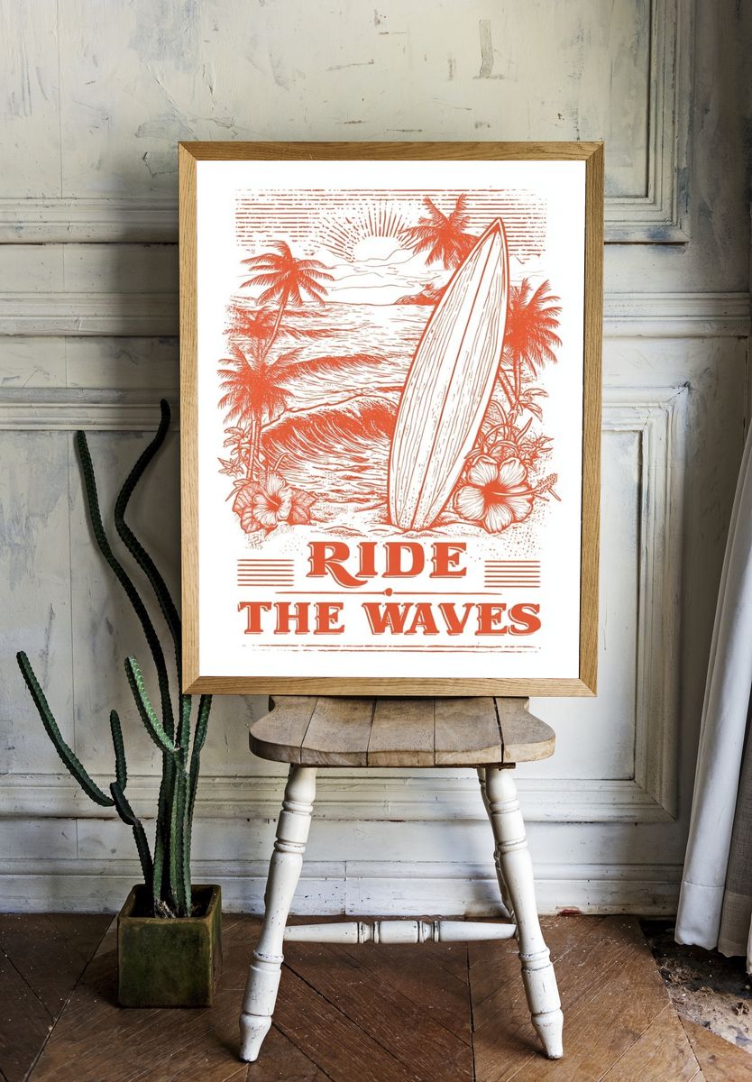 Ride the Waves — Vintage Print room preview