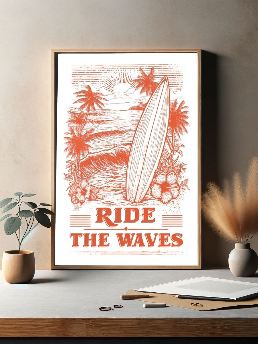 Ride the Waves — Vintage Print. — room view 2