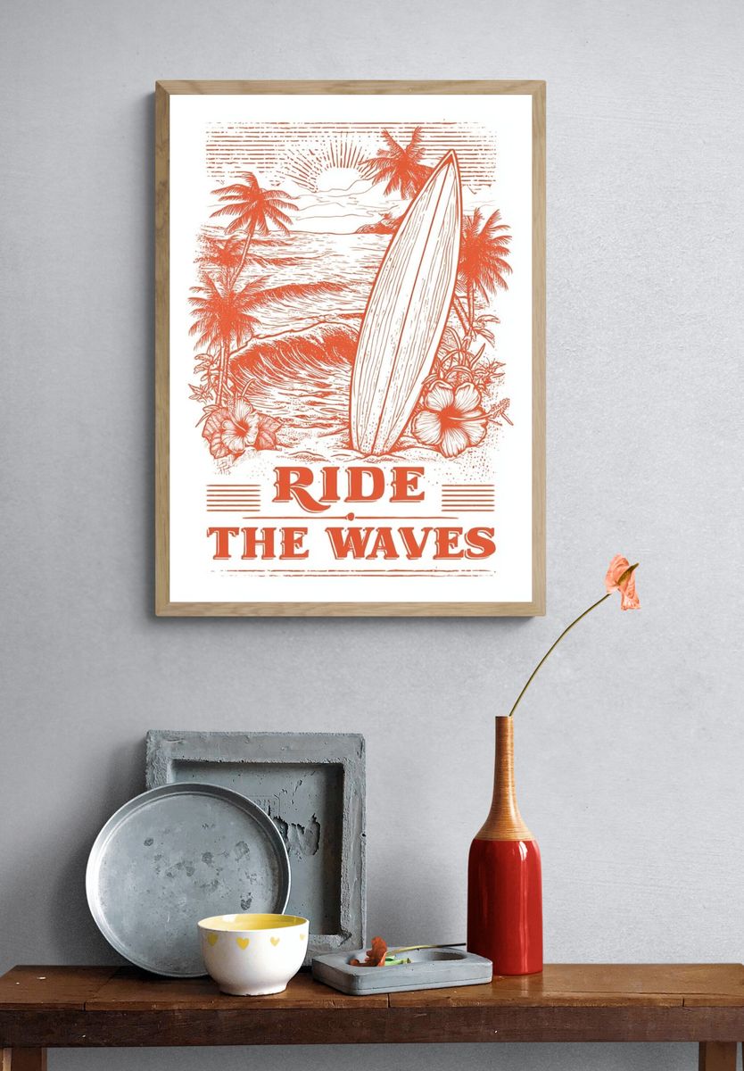 Ride the Waves — Vintage Print. — room view 3