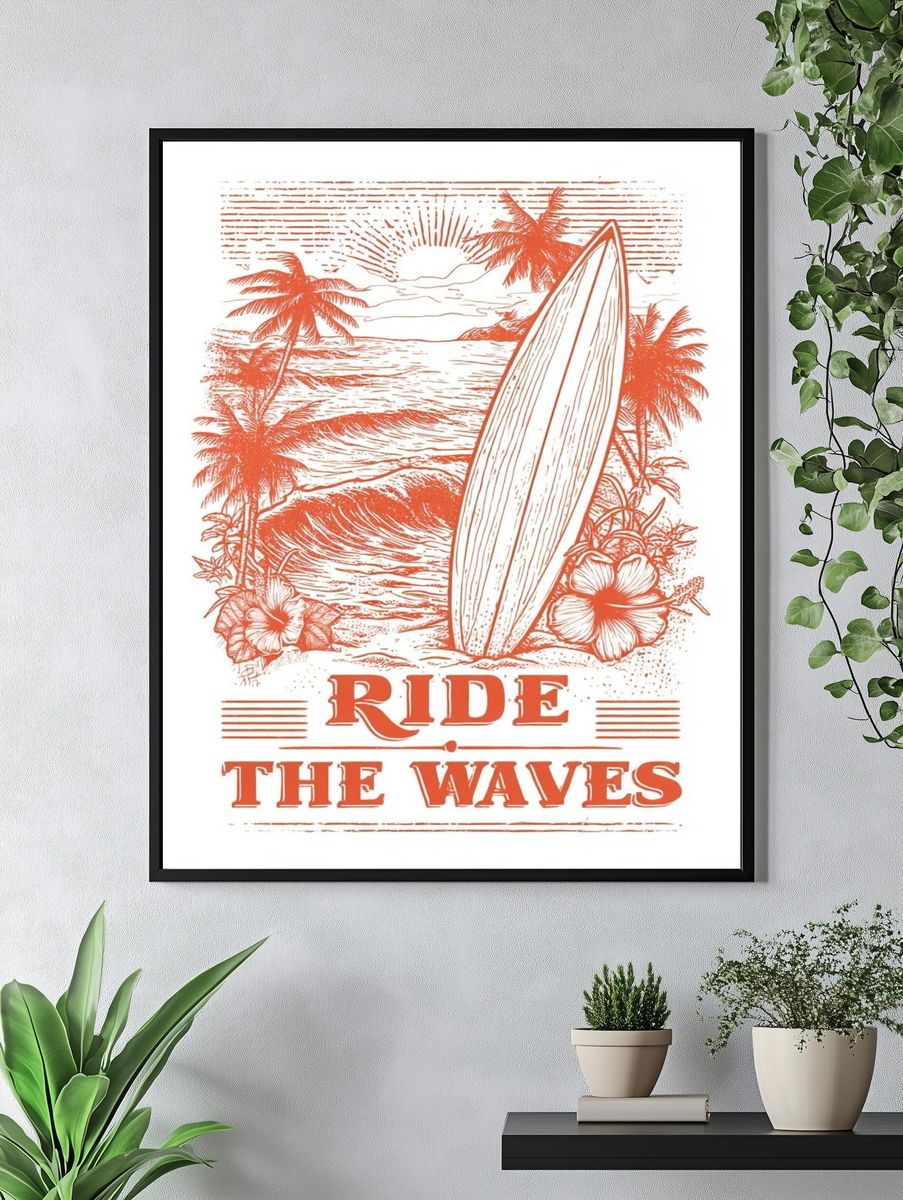 Ride the Waves — Vintage Print. — room view 4