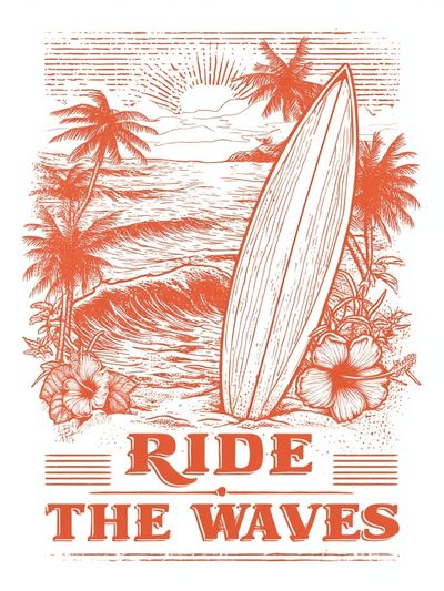 Ride the Waves — Vintage Print. poster