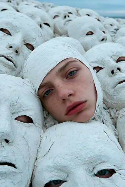 Surreal Masked Faces Photography Poster.