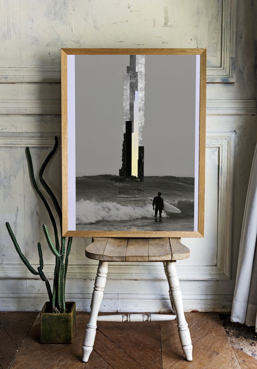 Surfer at Sea — Surreal Photography Print. — room view 1