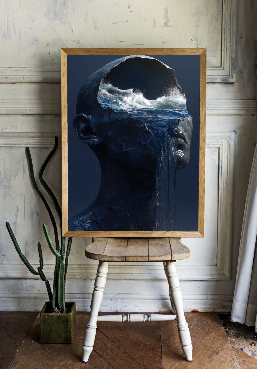 Ocean Waves — Surrealism Print. — room view 1