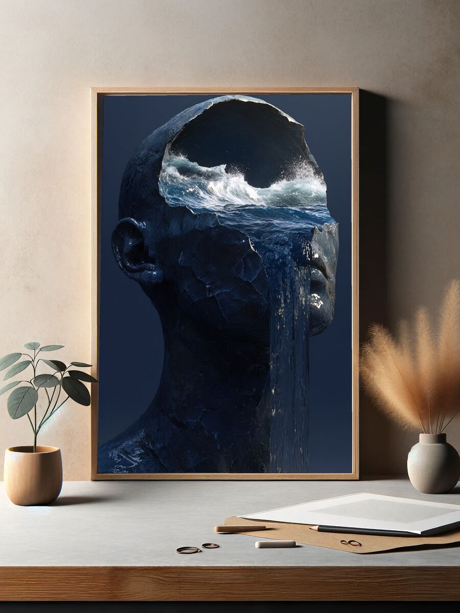 Ocean Waves — Surrealism Print. — room view 2