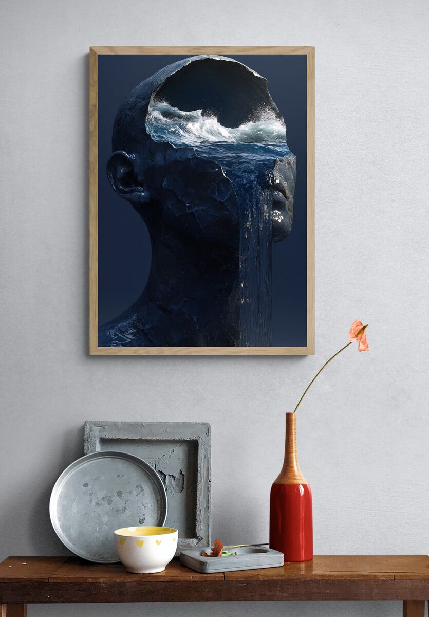 Ocean Waves — Surrealism Print. — room view 3