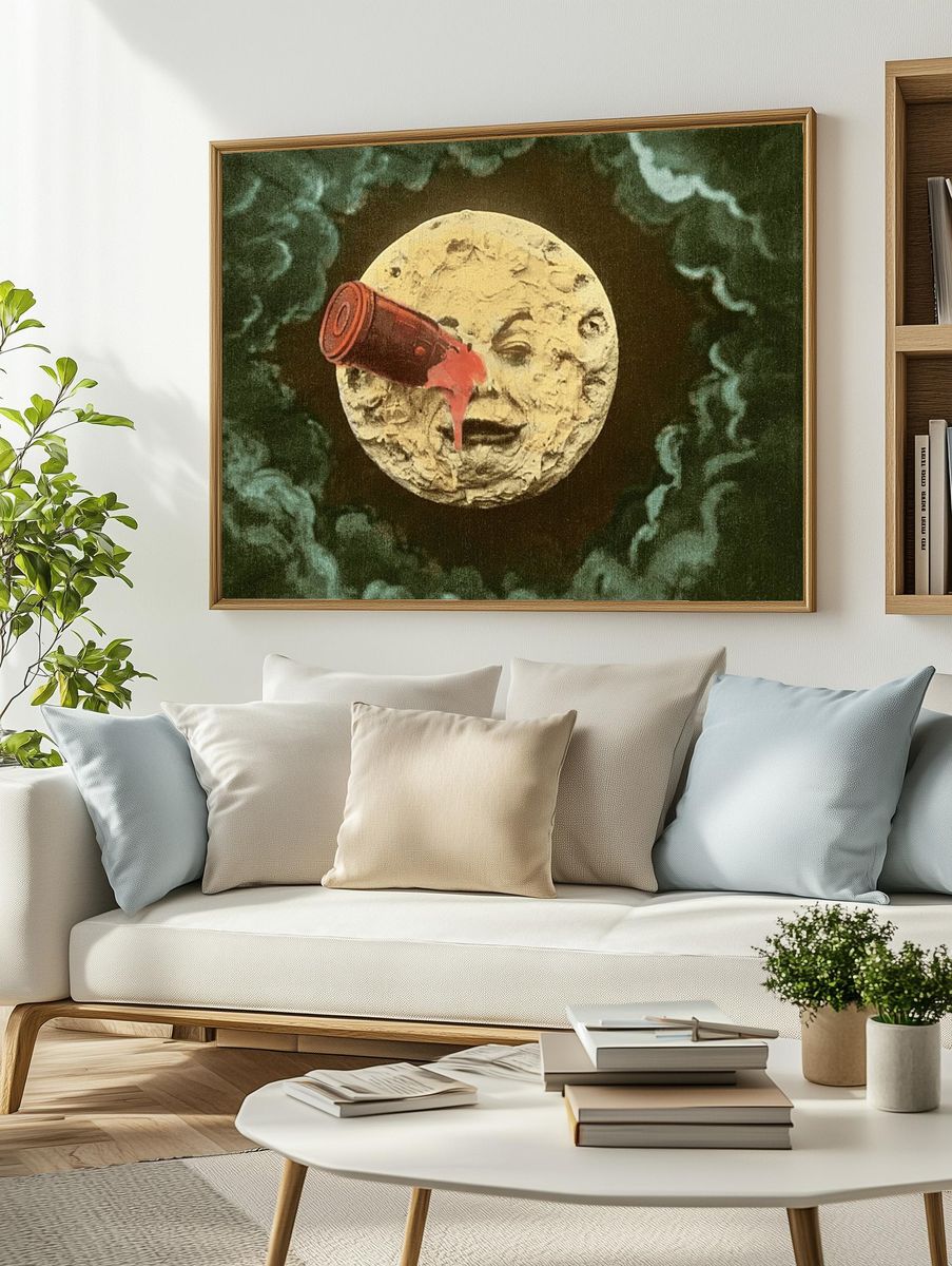 Surreal Moon with Paint Can — Fine Art Print. — room view 2