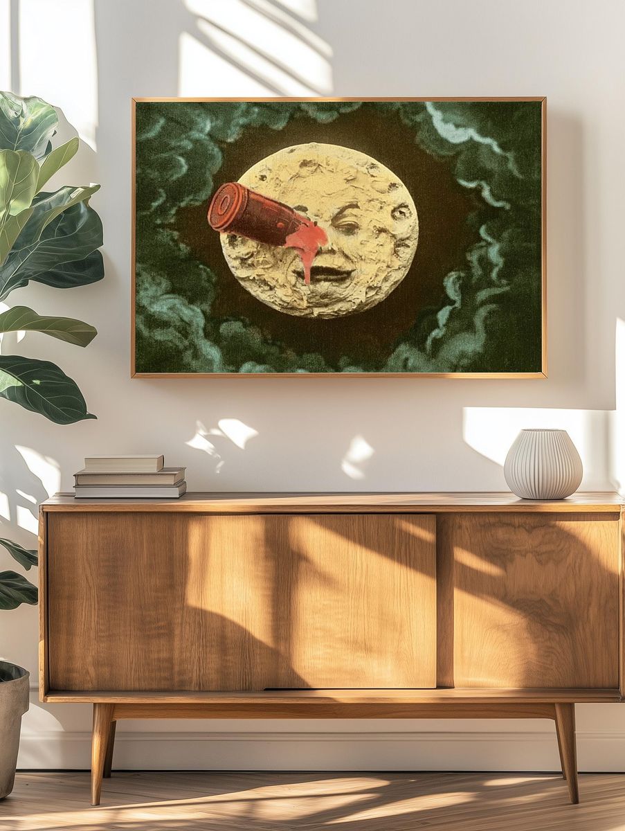 Surreal Moon with Paint Can — Fine Art Print. — room view 3
