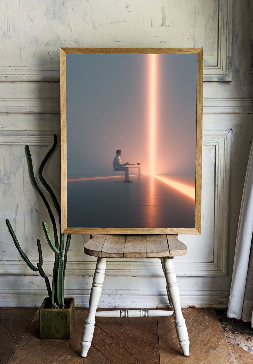 Solitary Light Beam Surrealism Print. — room view 1