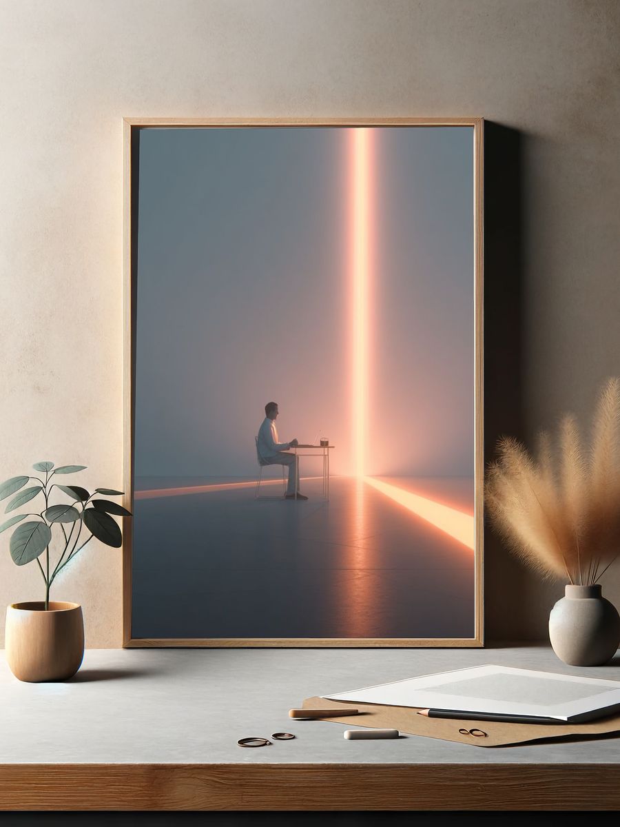 Solitary Light Beam Surrealism Print. — room view 2