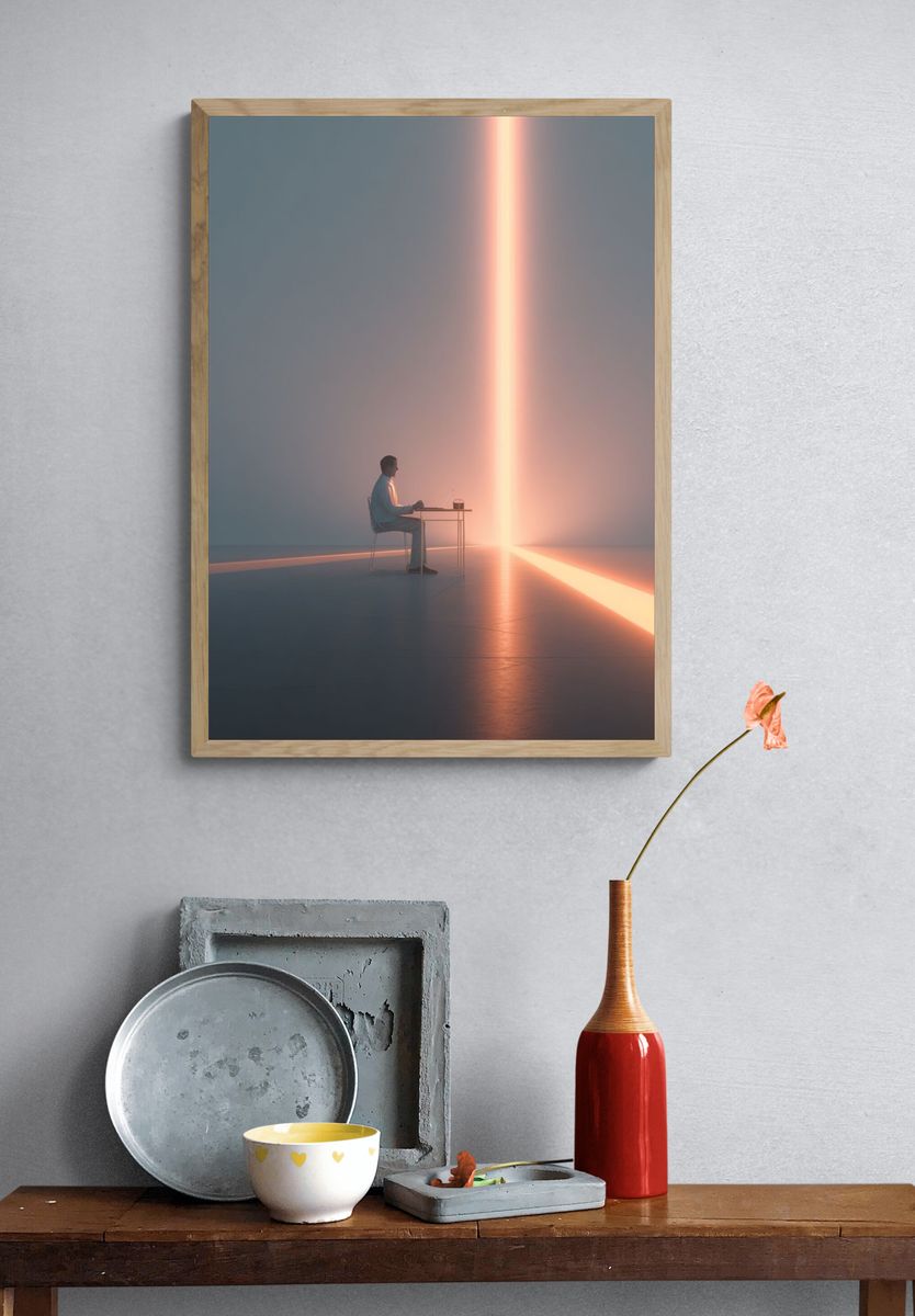 Solitary Light Beam Surrealism Print. — room view 3