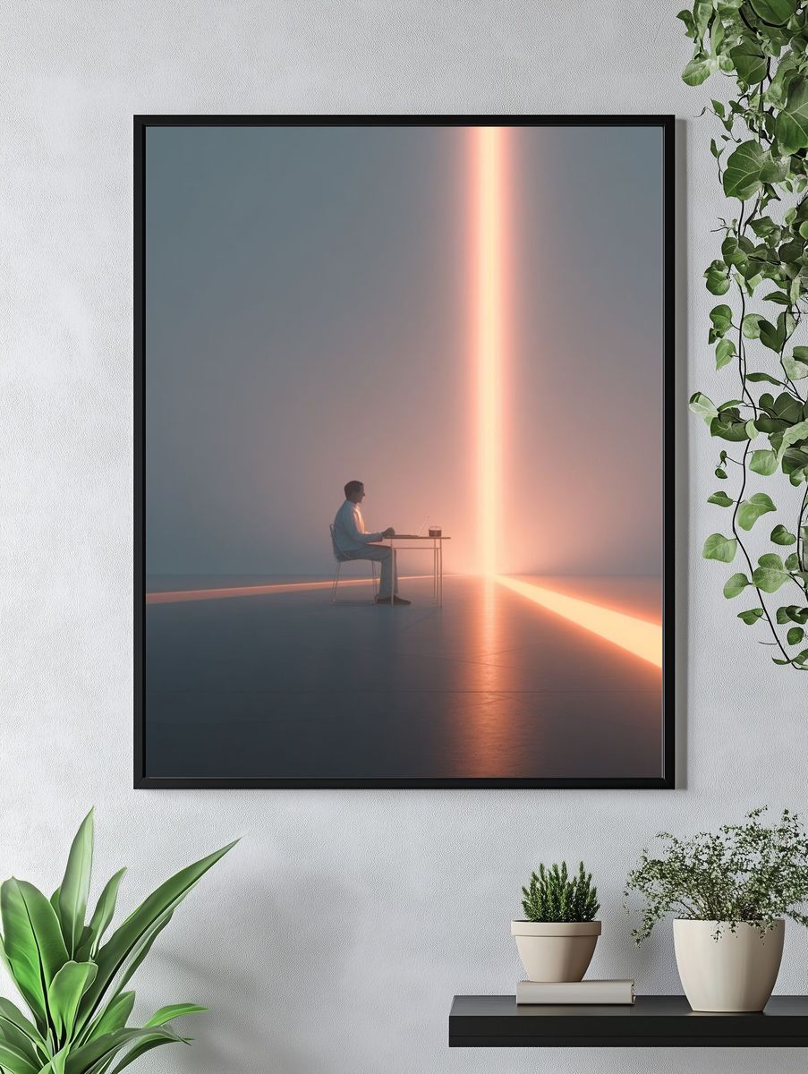 Solitary Light Beam Surrealism Print. — room view 4