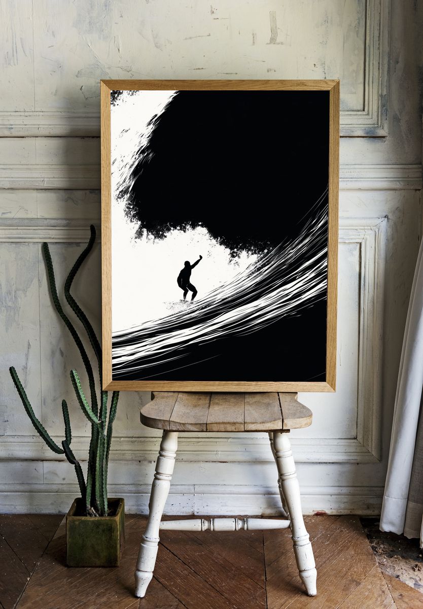 Surfer Wave Silhouette Poster. room preview