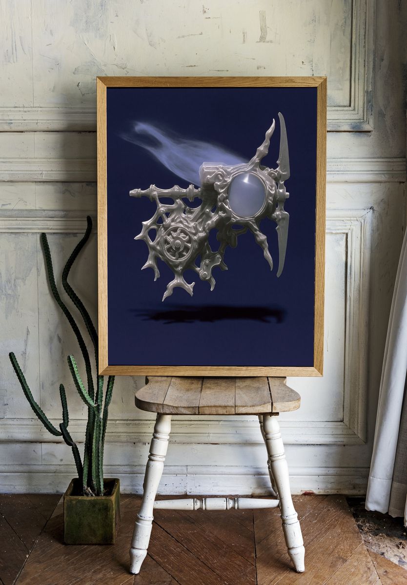 Surreal Metallic Machine Print. — room view 1