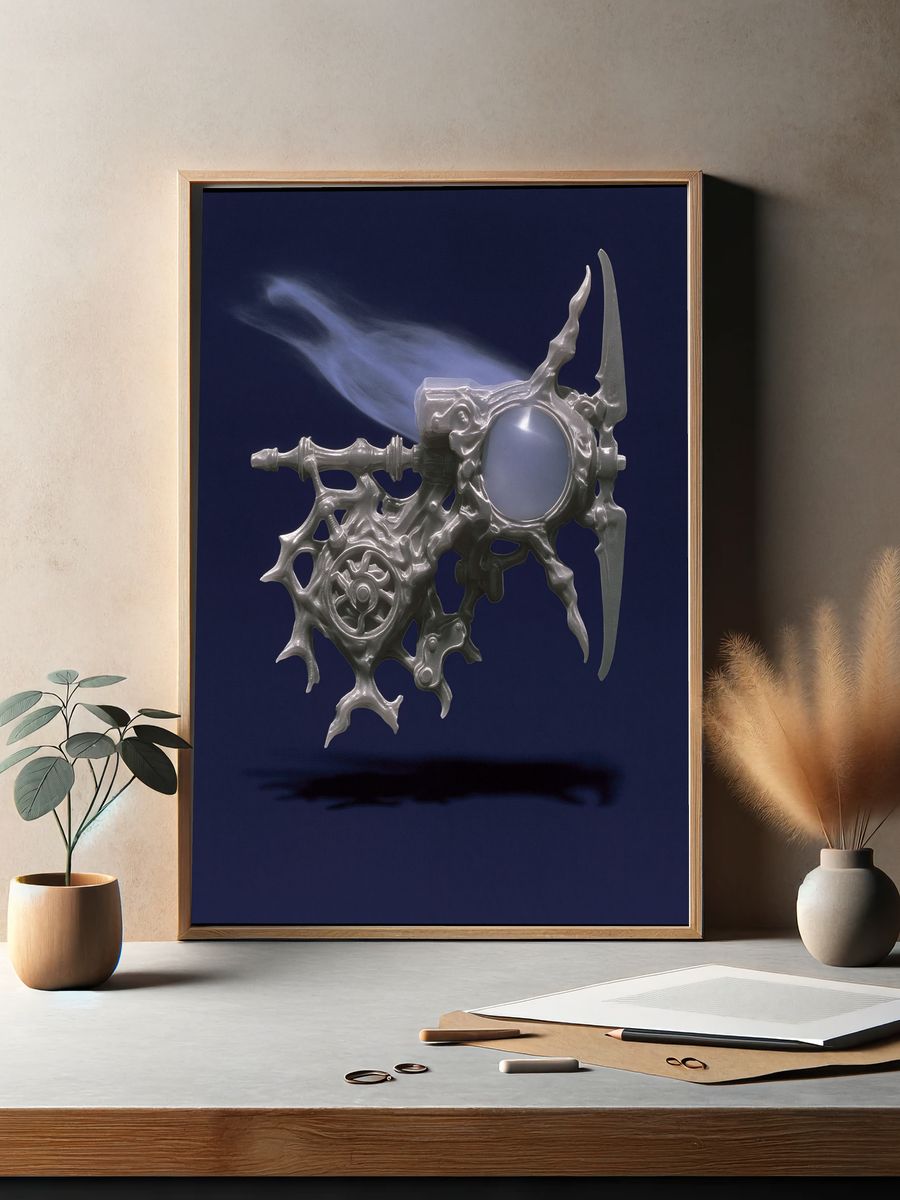 Surreal Metallic Machine Print. — room view 2