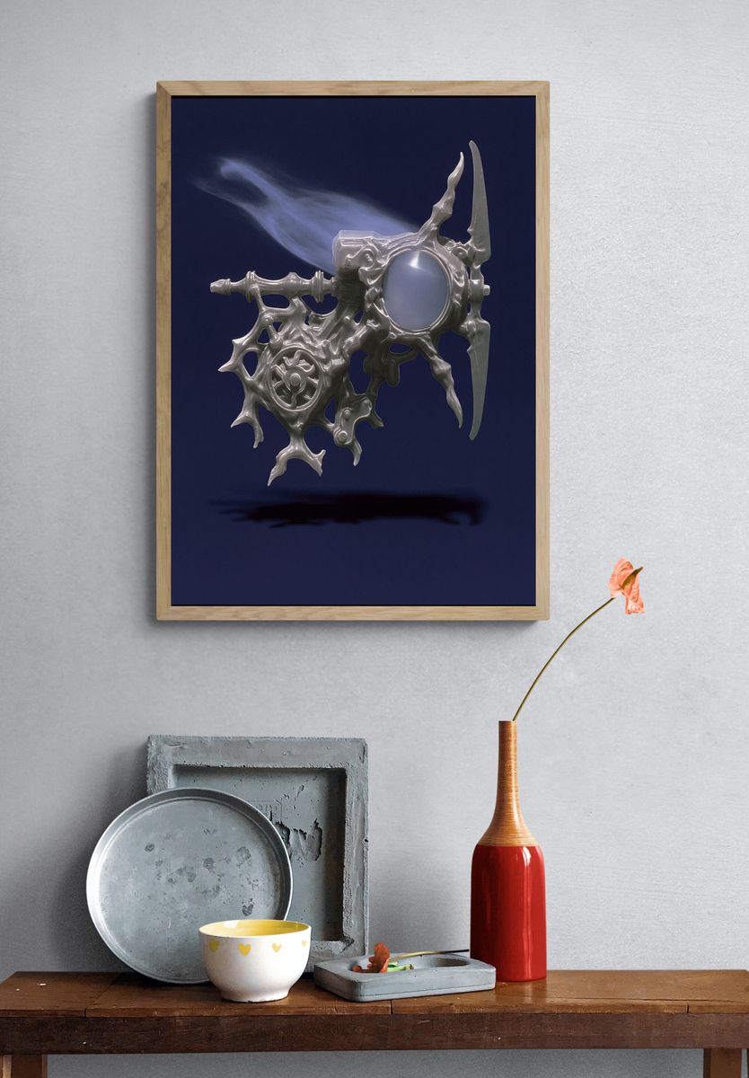 Surreal Metallic Machine Print. — room view 3