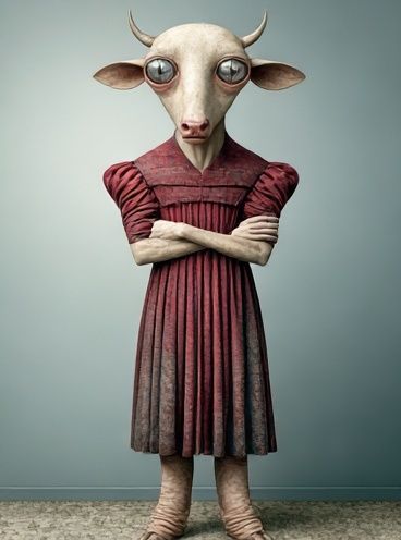 Surreal Bull Portrait Print. poster detail