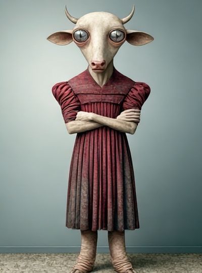 Surreal Bull Portrait Print.