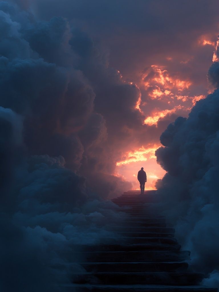 Celestial Stairway Surrealism Print. poster detail