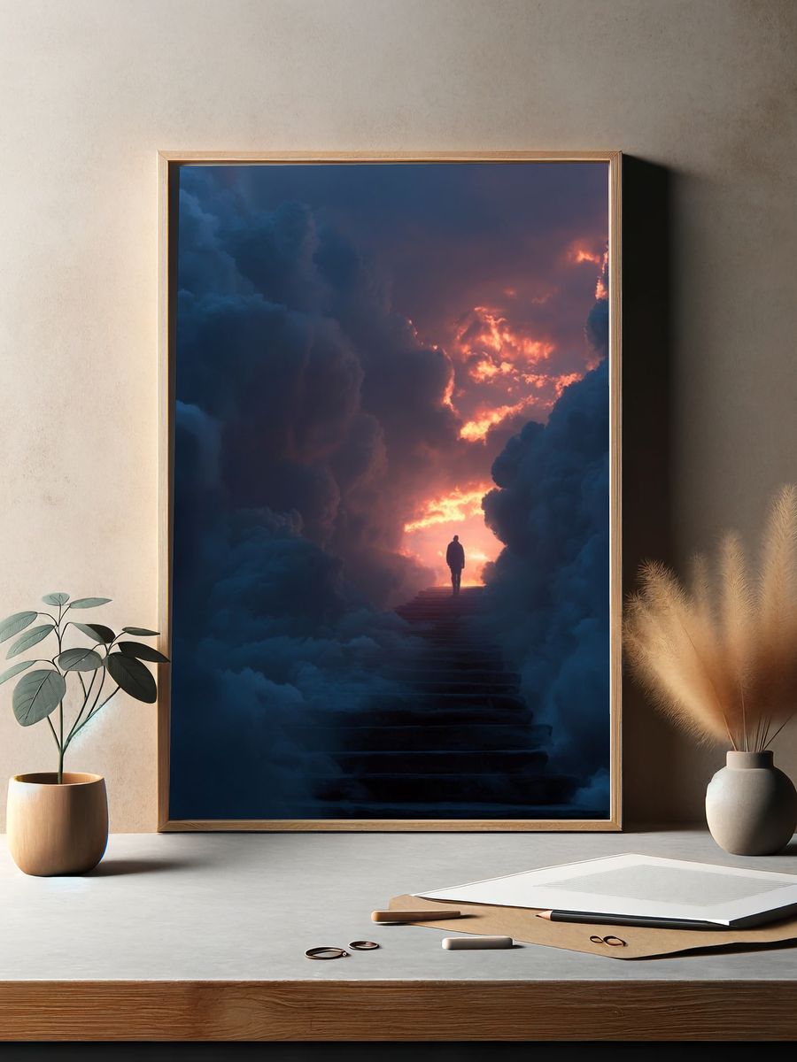 Celestial Stairway Surrealism Print. — room view 2