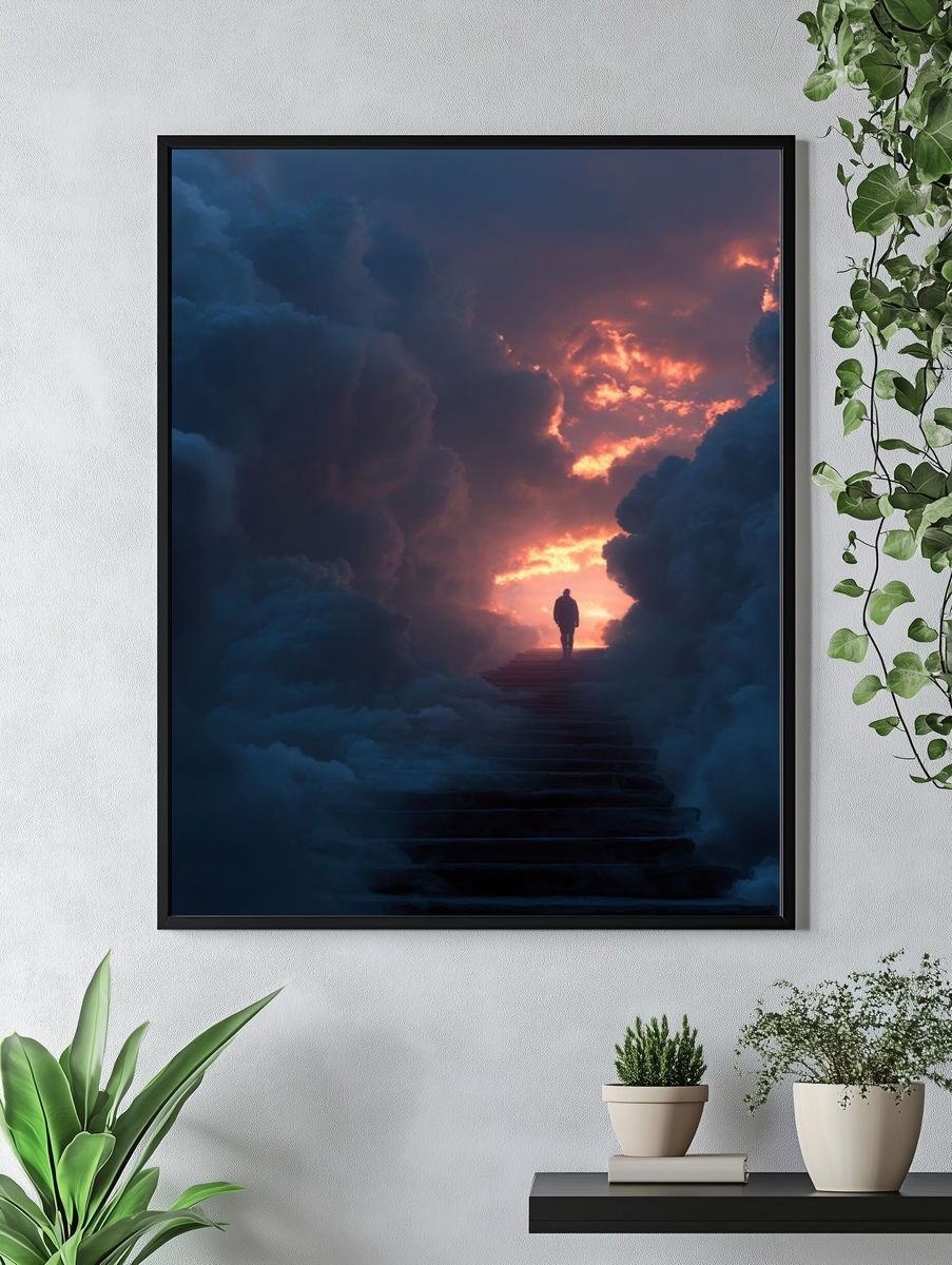 Celestial Stairway Surrealism Print. — room view 4