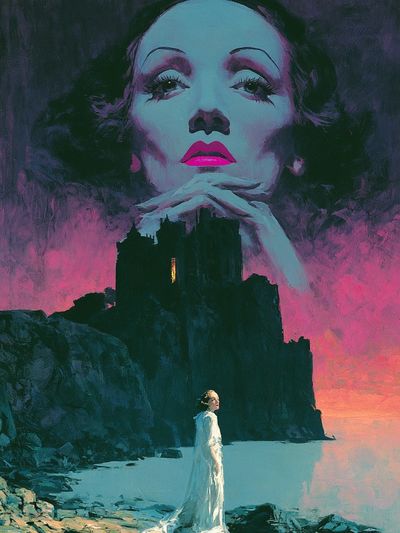 Surreal Cliffside Portrait Print. poster