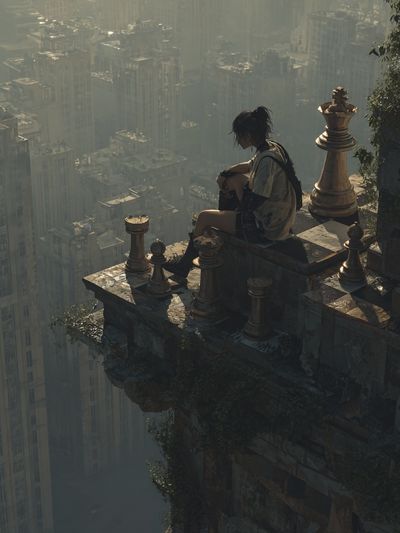 Solitary City Edge Surrealism Print. poster