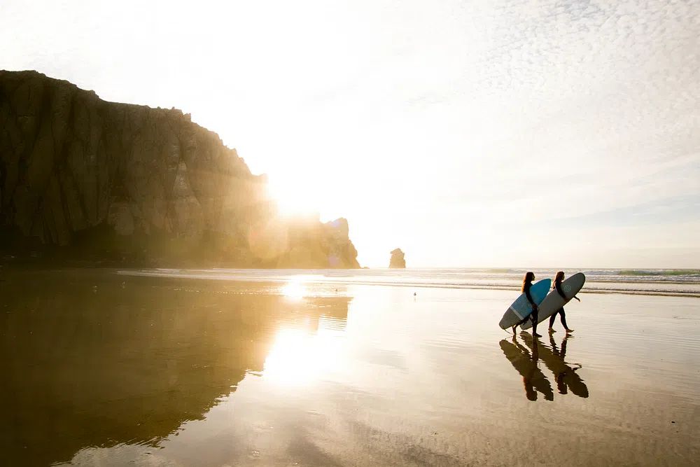 Surfers at Sunset — Photography Print. poster — photography art