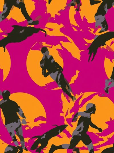 Surfer Silhouettes Pop Art Poster. poster