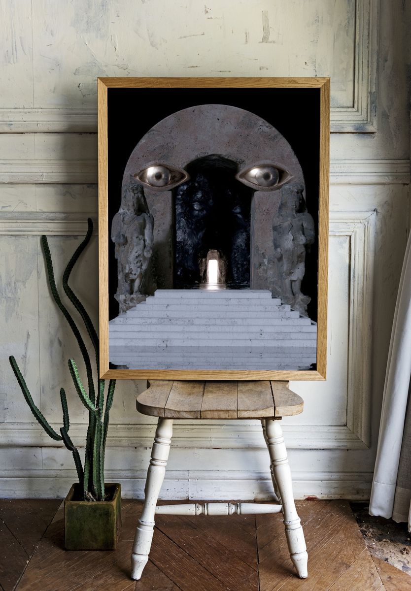 Surreal Stone Portal Print. room preview