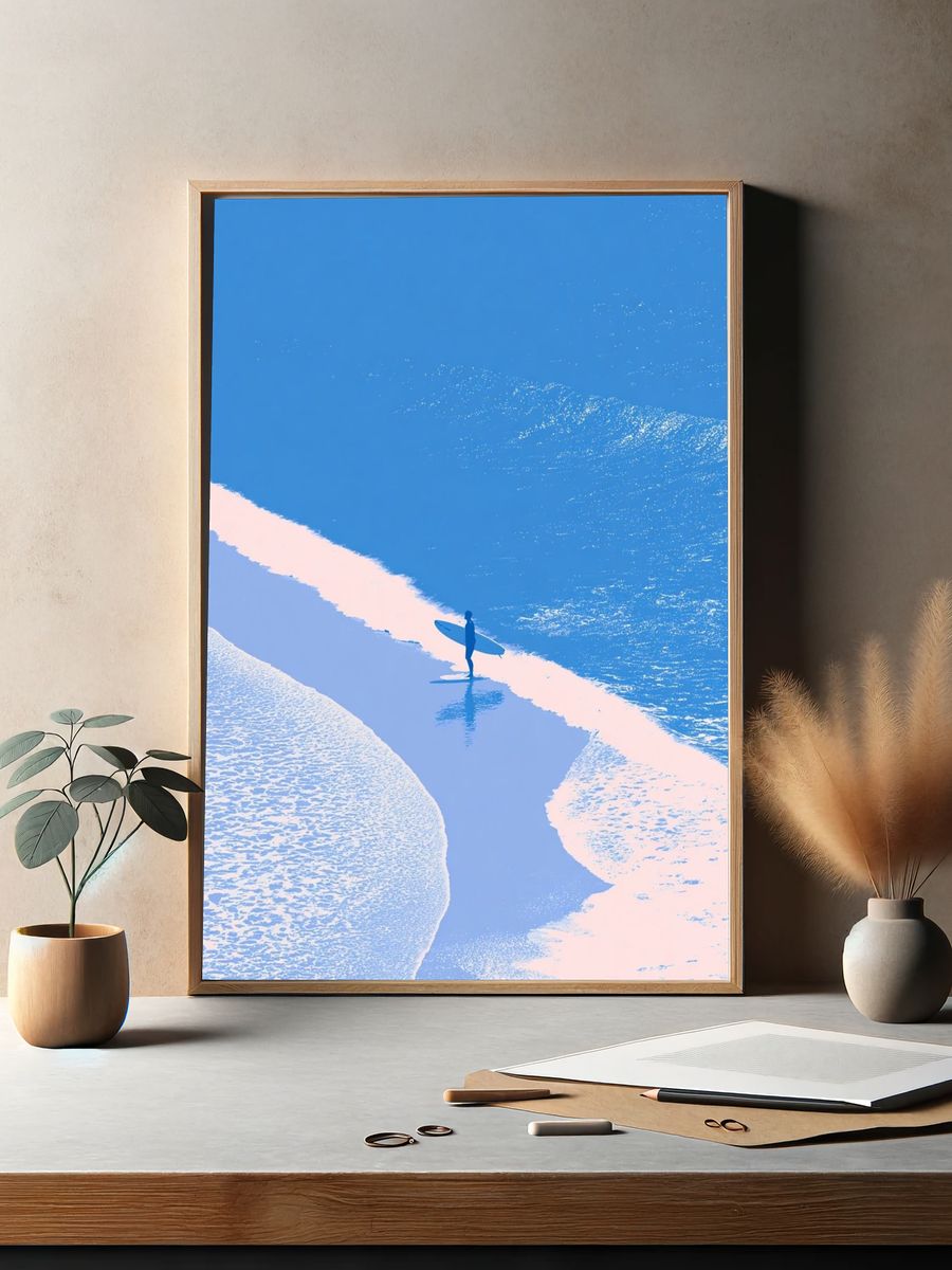 Surfer by the Shore Photography Poster. — room view 2