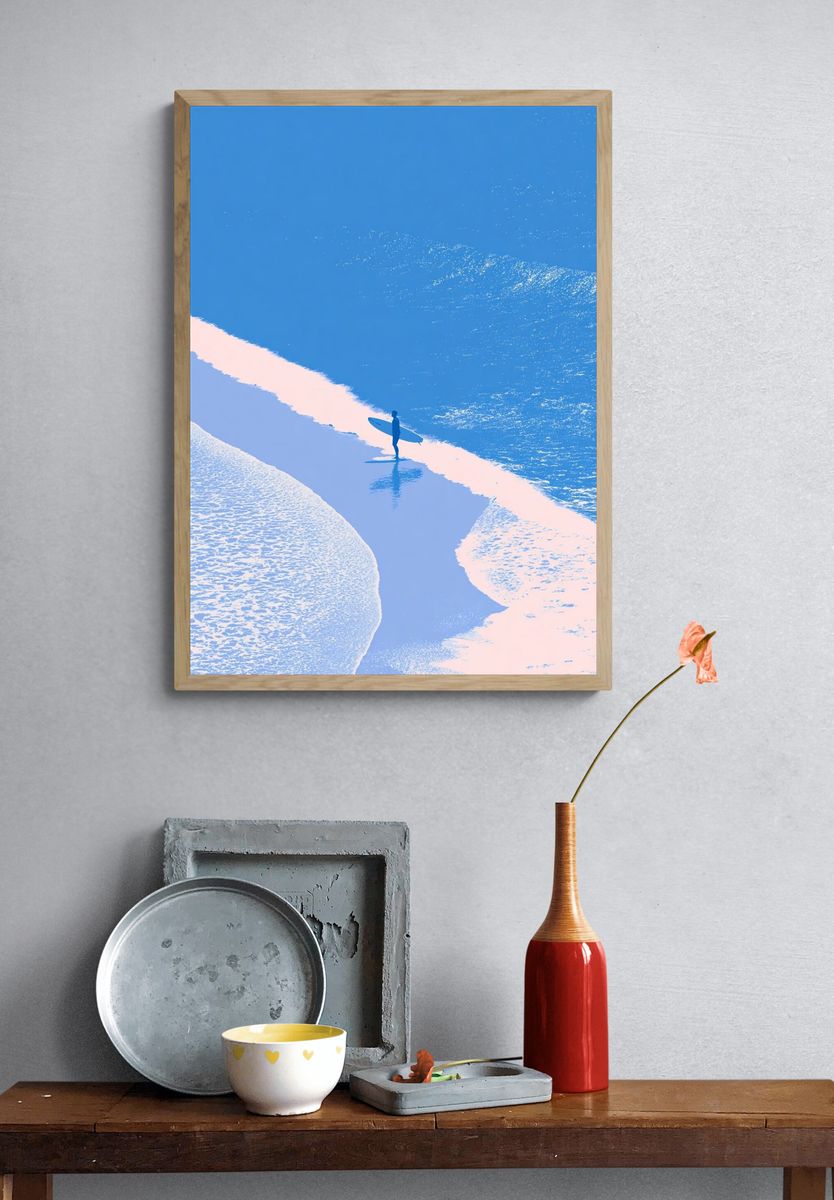 Surfer by the Shore Photography Poster. — room view 3