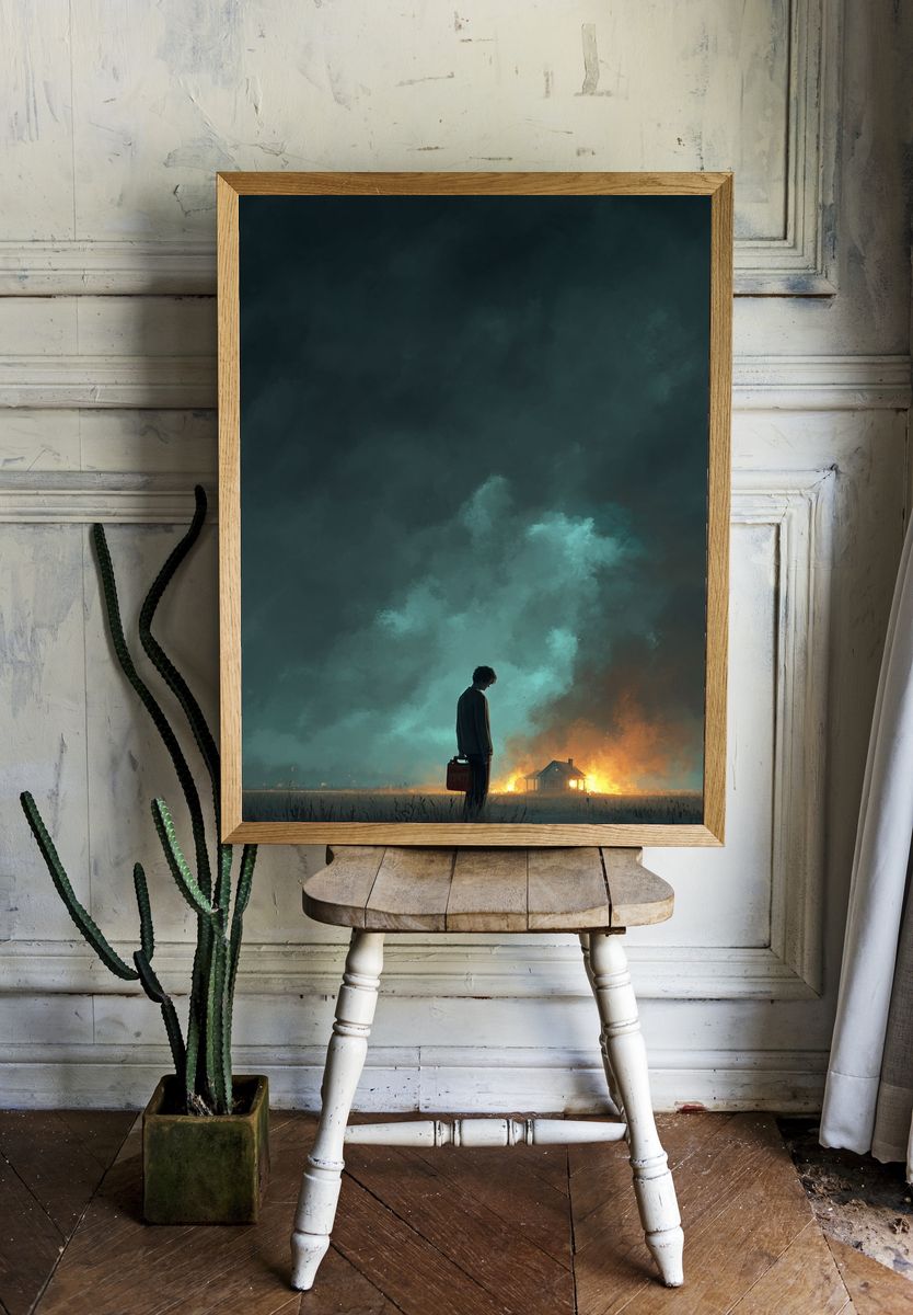 Mysterious Figure — Surrealism Print. — room view 1