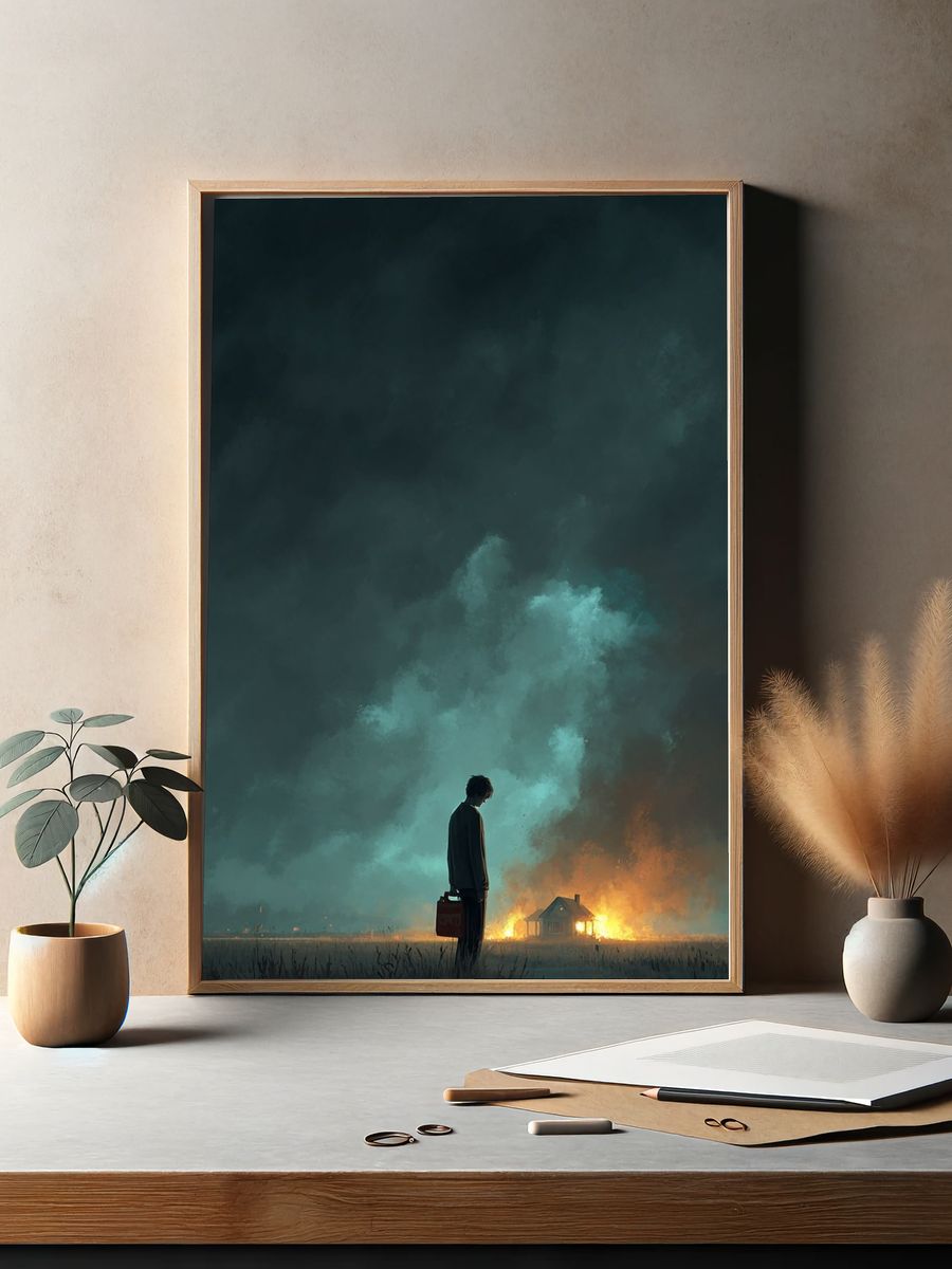 Mysterious Figure — Surrealism Print. — room view 2