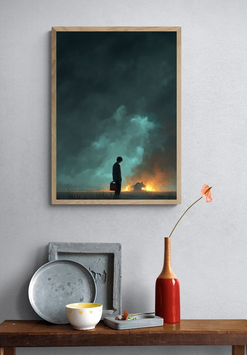Mysterious Figure — Surrealism Print. — room view 3