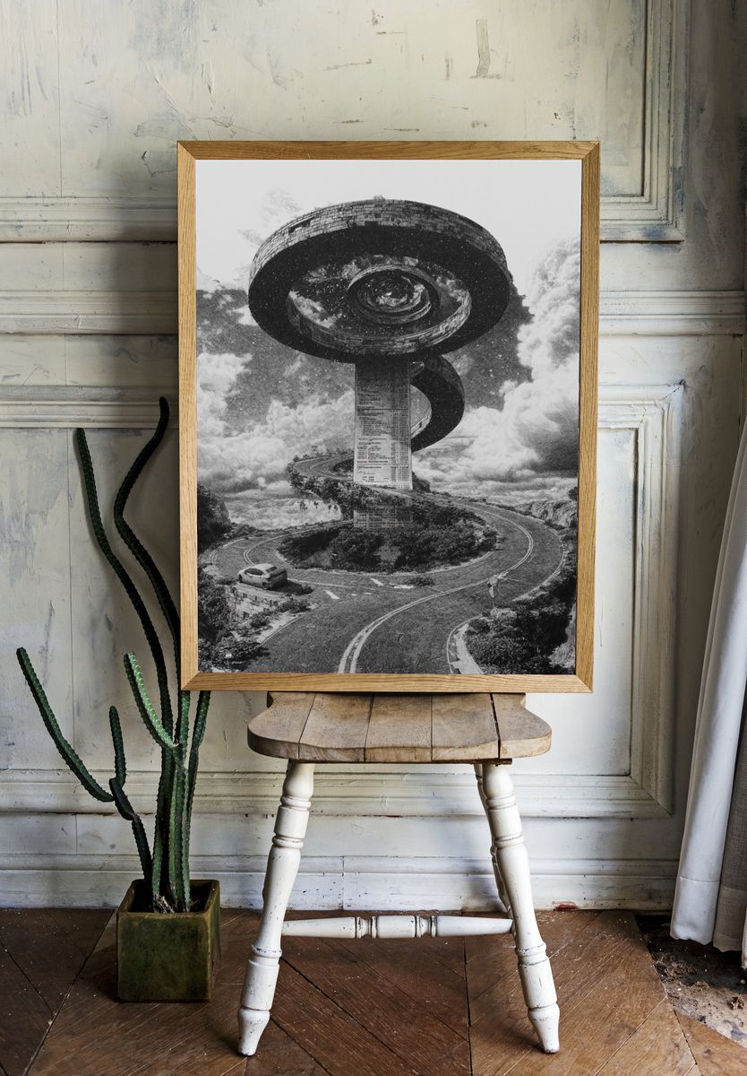 Surreal Spiral Road Print. — room view 1