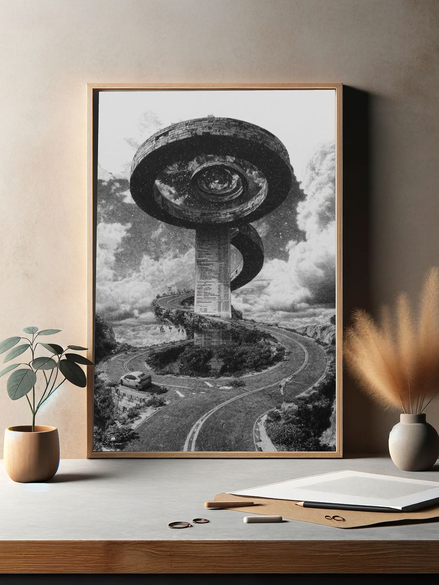 Surreal Spiral Road Print. — room view 2