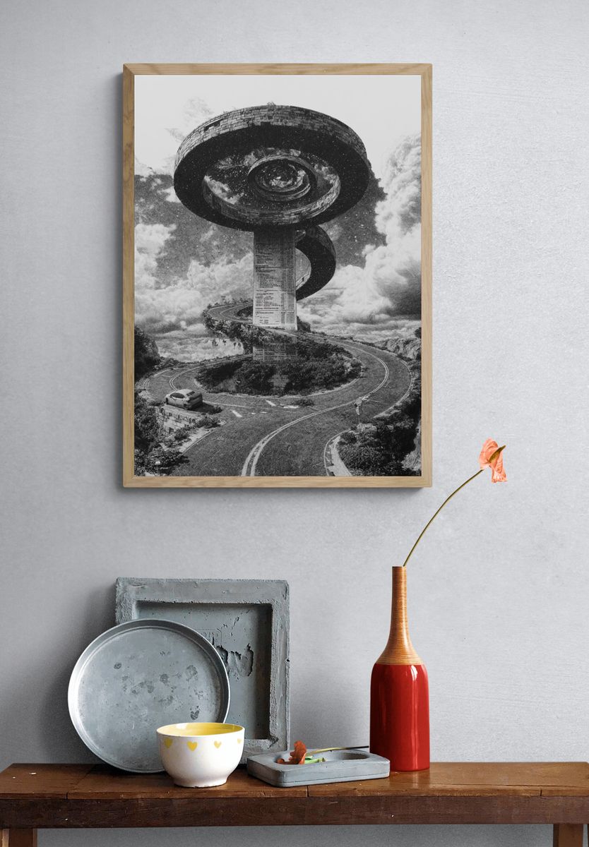 Surreal Spiral Road Print. — room view 3