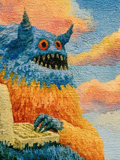 Surreal Monster Landscape Print.