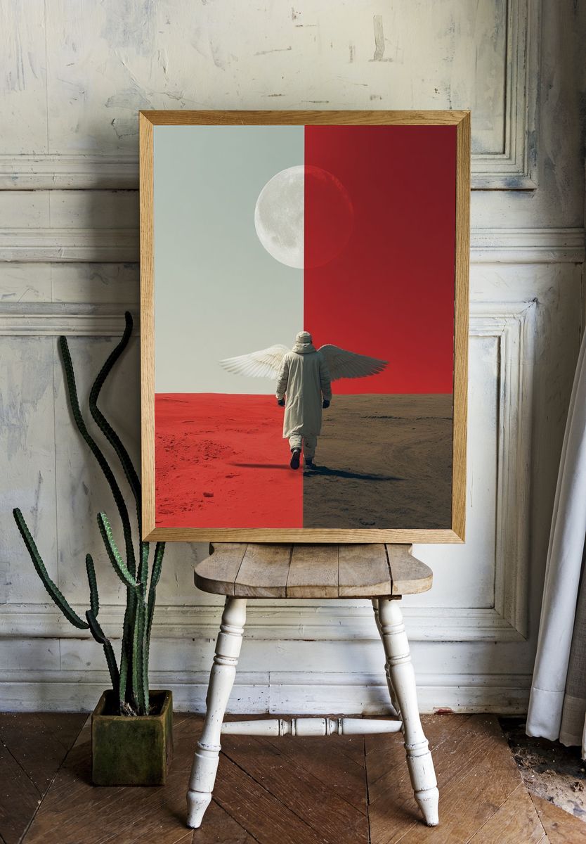 Winged Wanderer Surrealism Poster. — room view 1