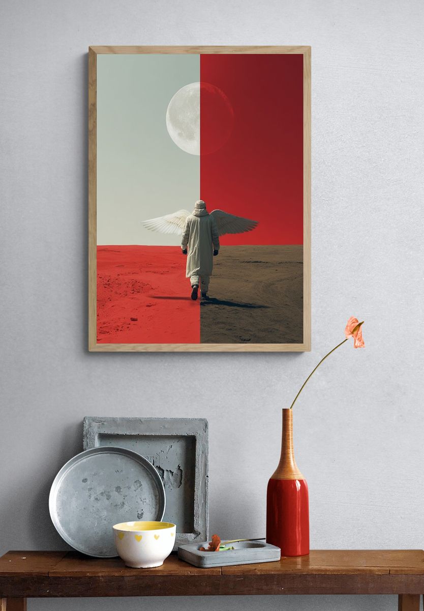 Winged Wanderer Surrealism Poster. — room view 3
