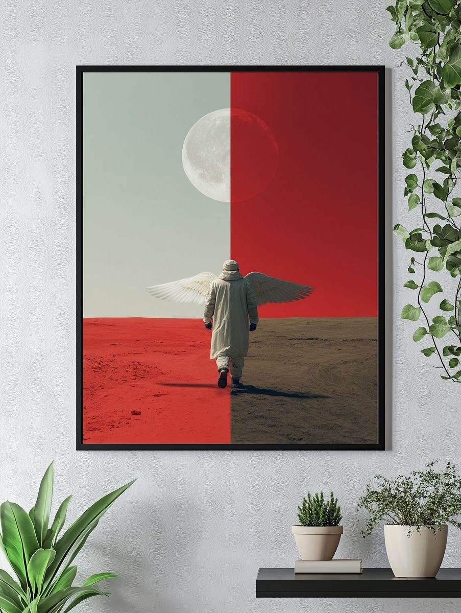 Winged Wanderer Surrealism Poster. — room view 4